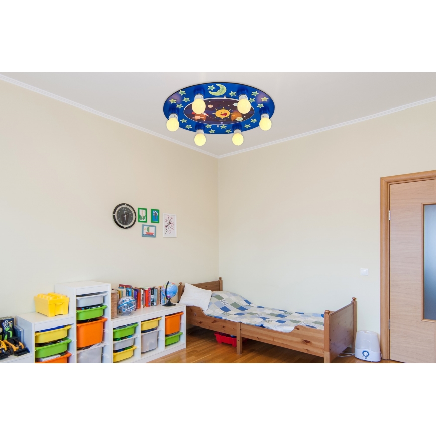 Lastetoa laelamp LUCCA 6xE27/24W/230V sinine