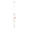 Lastetoa ripplamp kaabliga HEART 1xE27/20W/230V roosa/valge
