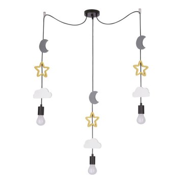 Lastetoa rippvalgusti juhtmel TRIO 3xE27/20W/230V hall/kollane/valge