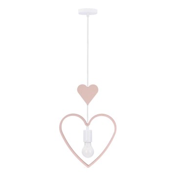 Lastevalgusti nööril HEART 1xE27/20W/230V roosa/valge