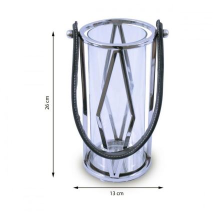 Latern FRAGIL 26 cm läikiv kroom/must