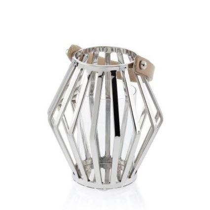 Latern GEOM 21 cm läikiv kroom/pruun