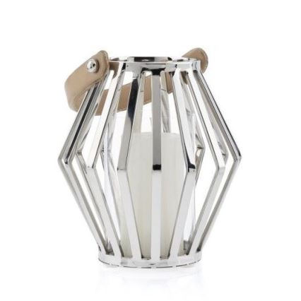 Latern GEOM 21 cm läikiv kroom/pruun