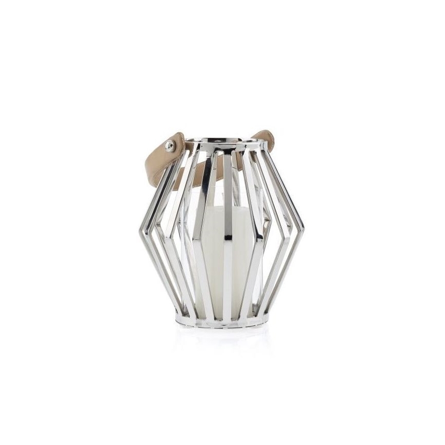 Latern GEOM 21 cm läikiv kroom/pruun