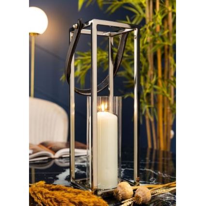 Latern LAMPION 46 cm läikiv kroom/must