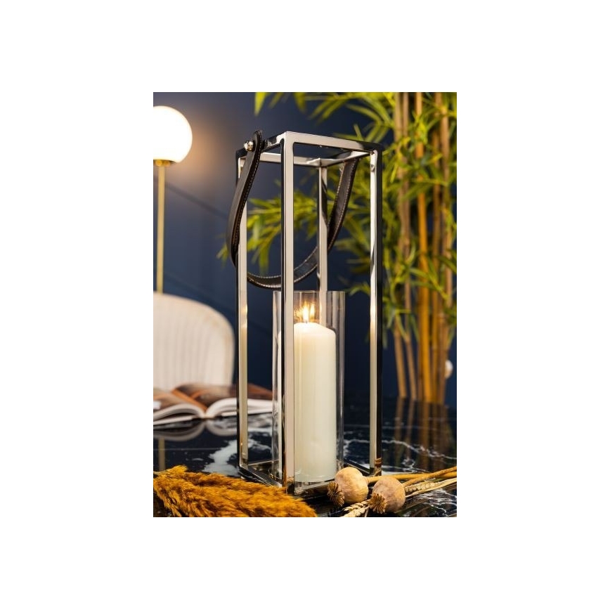 Latern LAMPION 46 cm läikiv kroom/must