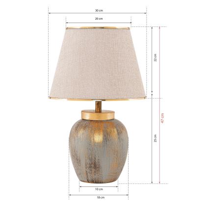 Laualamp 1xE27/40W/230V kuldne/beež