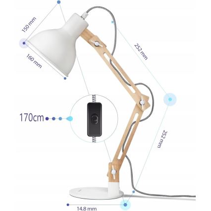 Laualamp 1xE27/40W/230V valge