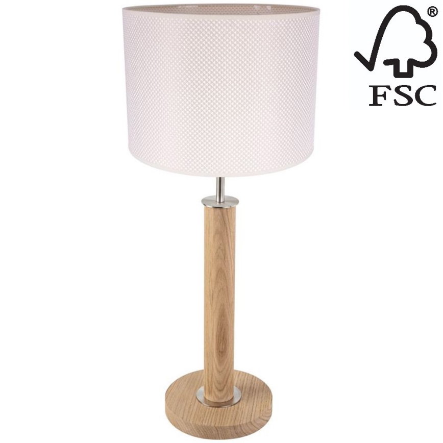 Laualamp BENITA 1xE27/60W/230V 61 cm kreemikas/tamm – FSC sertifitseeritud