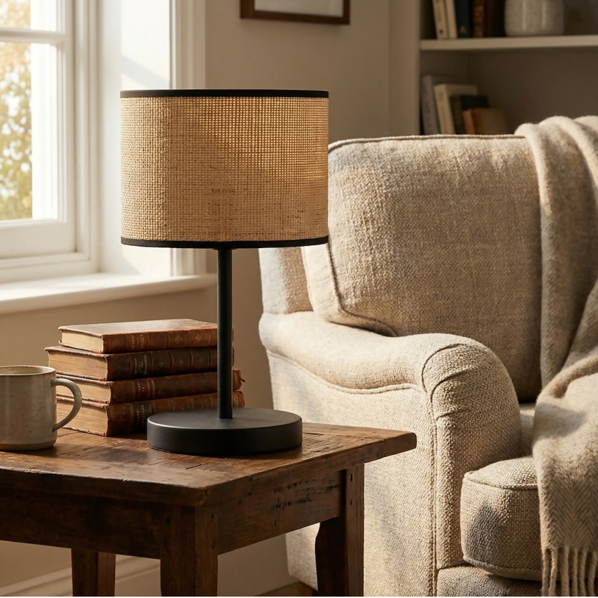 Laualamp ECO 1xE27/15W/230V beež/rotang