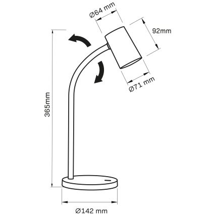 Laualamp FELIX 1xGU10/9W/230V must