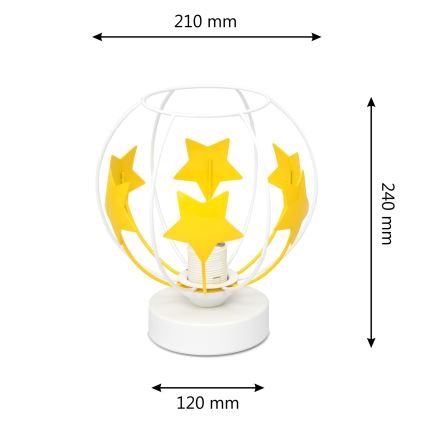 Laualamp lastele STARS 1xE27/15W/230V kollane/valge