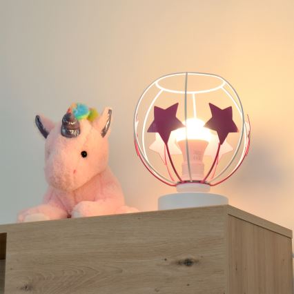 Laualamp lastele STARS 1xE27/15W/230V roosa/valge