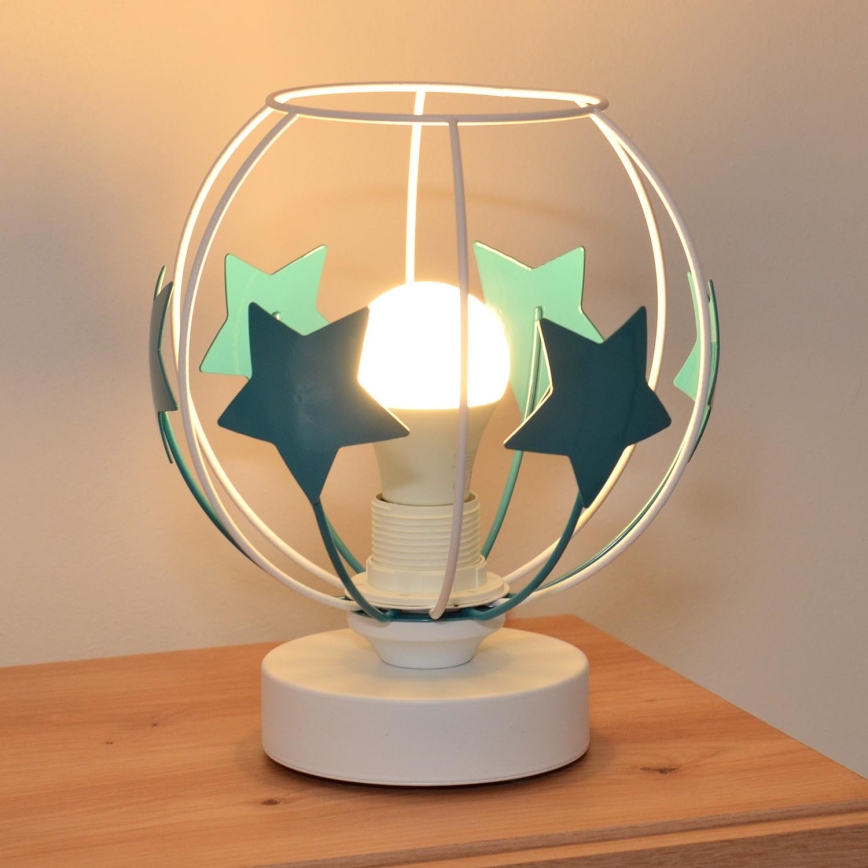 Laualamp lastele STARS 1xE27/15W/230V türkiis/valge