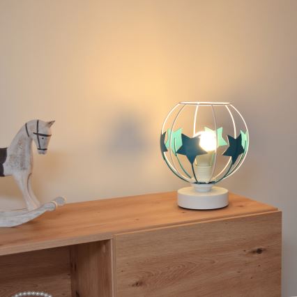 Laualamp lastele STARS 1xE27/15W/230V türkiis/valge