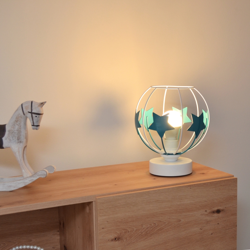 Laualamp lastele STARS 1xE27/15W/230V türkiis/valge