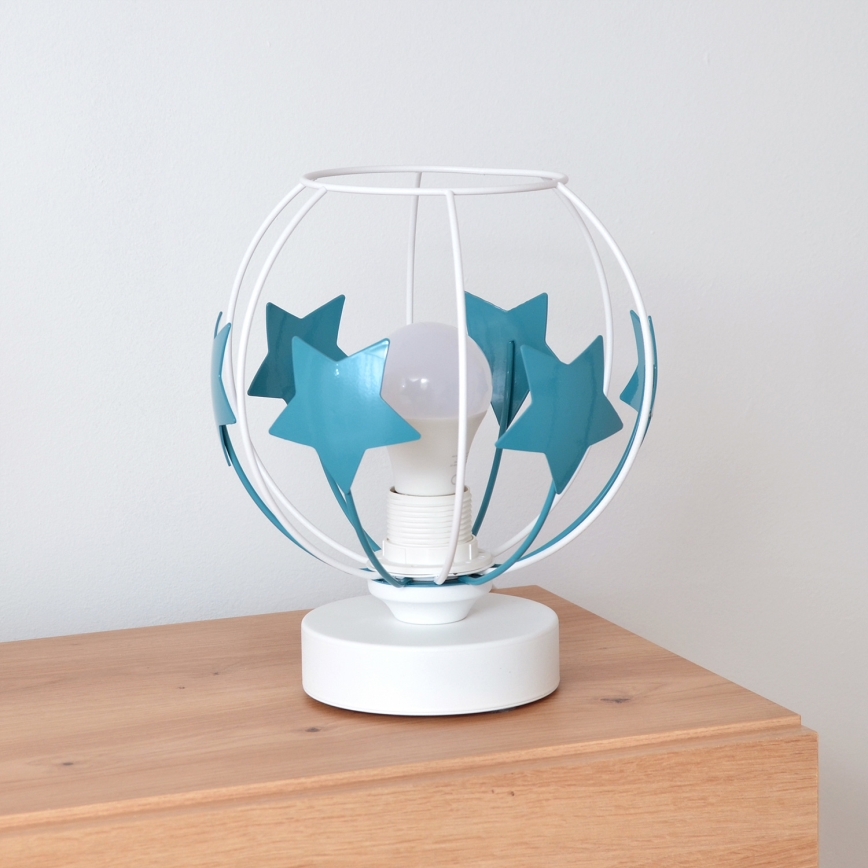 Laualamp lastele STARS 1xE27/15W/230V türkiis/valge