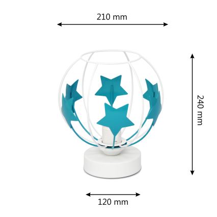 Laualamp lastele STARS 1xE27/15W/230V türkiis/valge