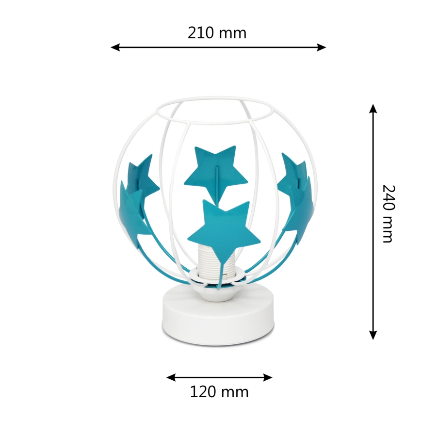 Laualamp lastele STARS 1xE27/15W/230V türkiis/valge