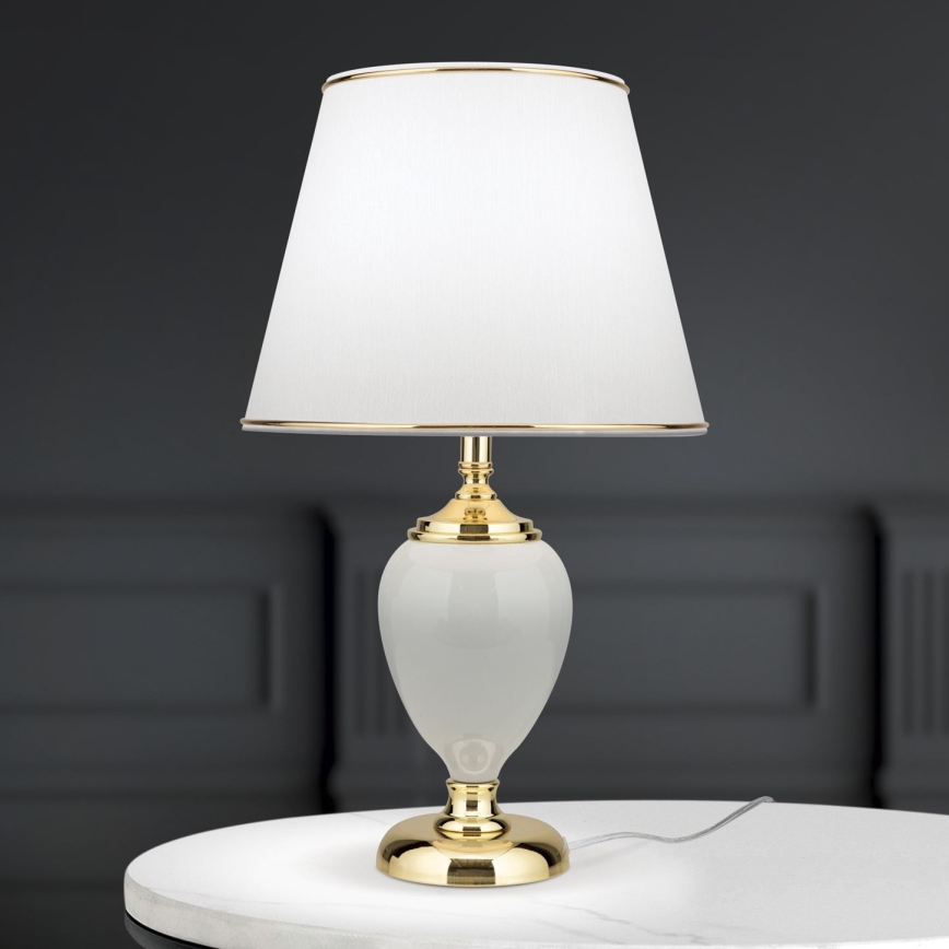 Laualamp OVUM 1xE27/40W/230V 48 cm keeramika valge/kuldne