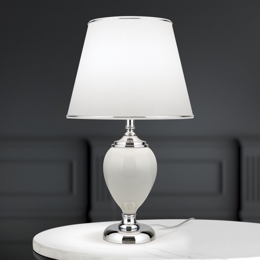 Laualamp OVUM 1xE27/40W/230V 48 cm keeramika valge/läikiv kroom