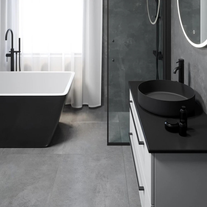 Lauale asetatav valamu LJORDAL, Ø 40 cm, teras/must