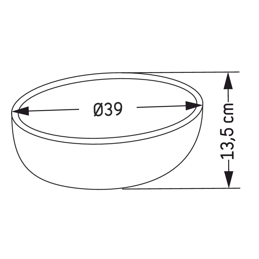 Lauapealne valamu BERGEN, läbimõõt 39 cm, betoon/hall