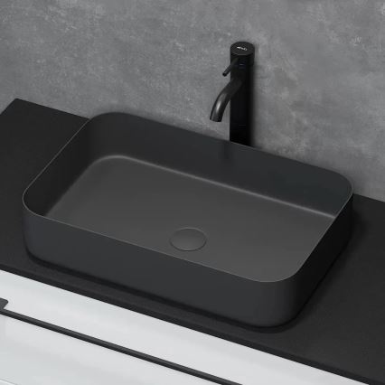 Lauapealne valamu LJORDAL 52x34 cm roostevaba teras/must