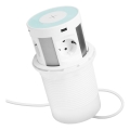 Lauaplaadi jaoks mõeldud pistikupost juhtmevaba laadimisega 4x230V + 2xUSB-A + 2xUSB-C valge
