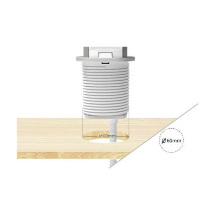 Lauaplaadile kinnitatav pistikupesade sammas 2x230V + USB-A + USB-C