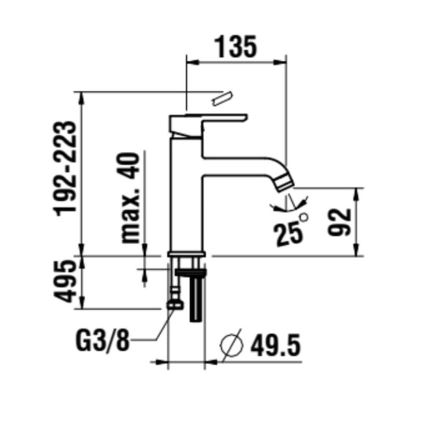 LAUFEN H3110810811201 - Valamu segisti LUA 19,2 cm matt titaanmust