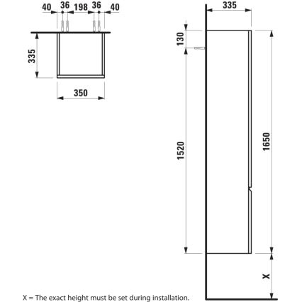 LAUFEN H4831220954791 - PRO vannitoakapp, 165 cm, tamm
