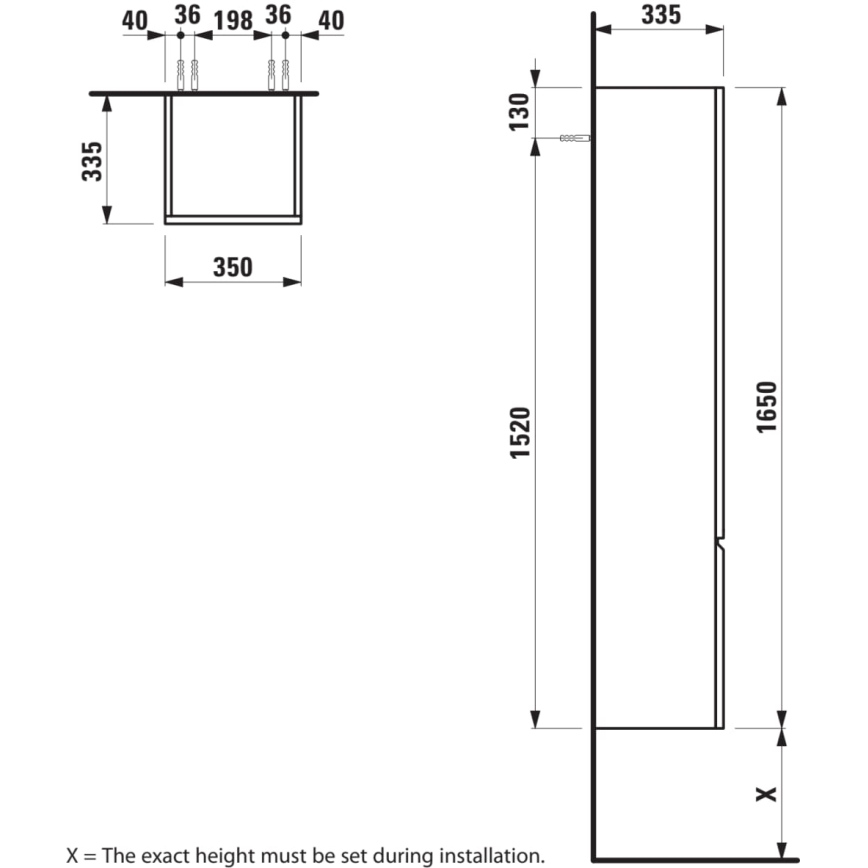 LAUFEN H4831220954791 - PRO vannitoakapp, 165 cm, tamm