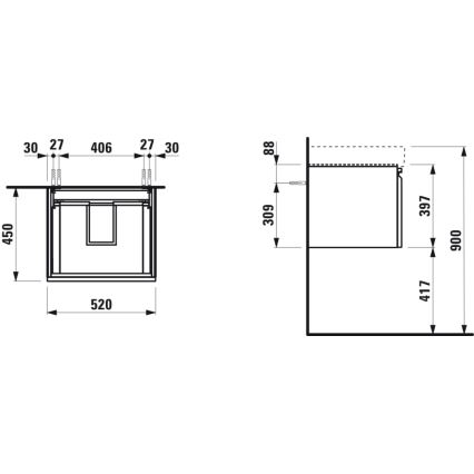 LAUFEN H4833510964751 - Vannitoakapp valamule PRO 52 cm valge