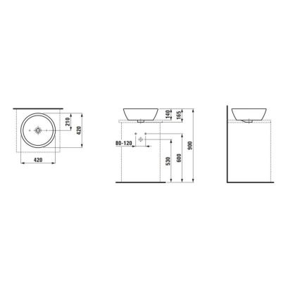LAUFEN H8129620001091 - Kraanikauss töötasapinnale PRO d. 42 cm keraamika/valge