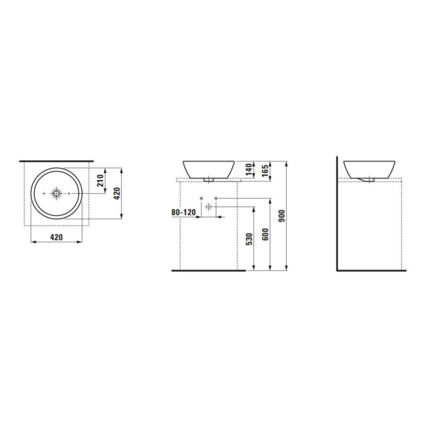LAUFEN H8129620001091 - Kraanikauss töötasapinnale PRO d. 42 cm keraamika/valge