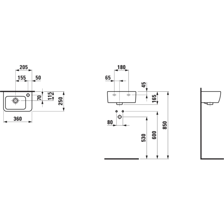 LAUFEN H8169550001061 - Seinale kinnitatav valamu PRO 36x25 cm keraamika/valge