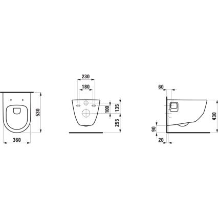LAUFEN H8209640000001 - Seinale paigaldatav WC PRO keraamiline/valge