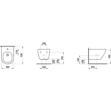 LAUFEN H8300810003021 - Seinale kinnitatav bidee LUA keraamika/valge