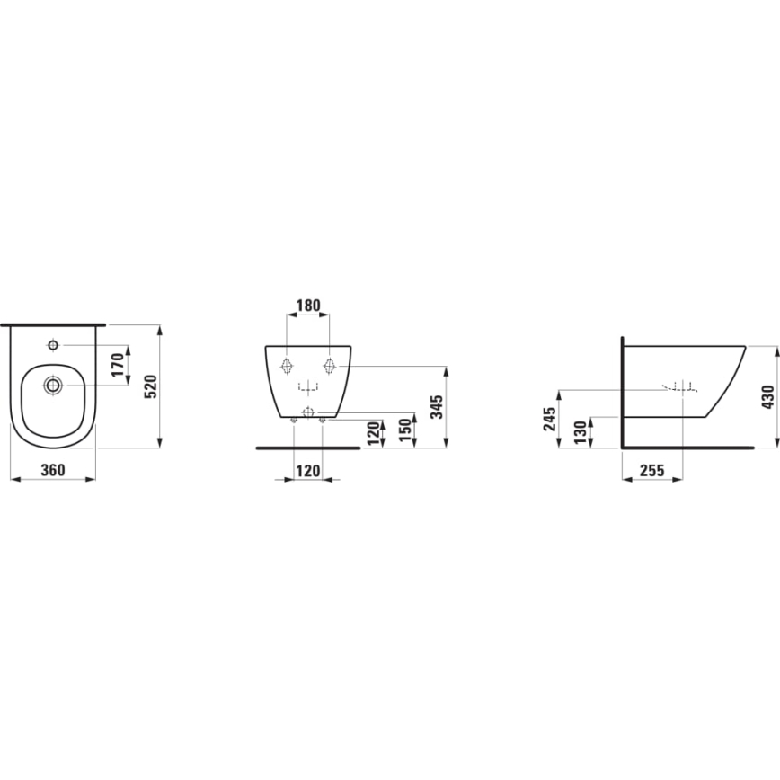 LAUFEN H8300810003021 - Seinale kinnitatav bidee LUA keraamika/valge
