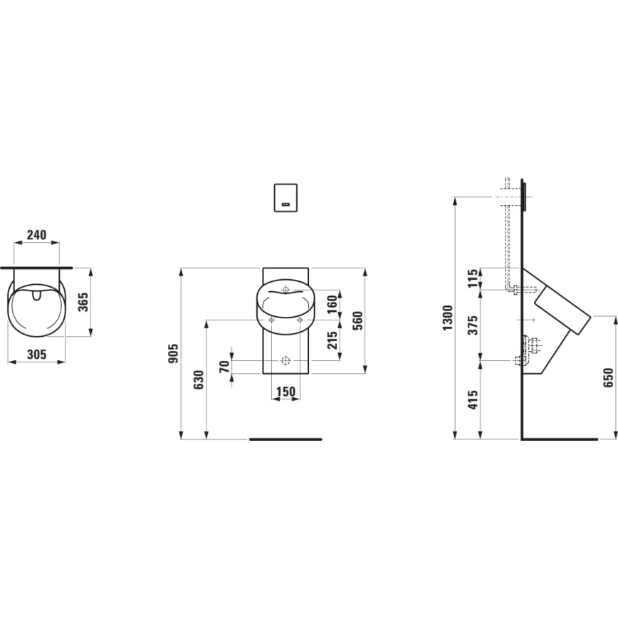 LAUFEN H8402857160001 - Uriaar VAL tagumine veesissevool, tagumine äravool keraamika/mattmust