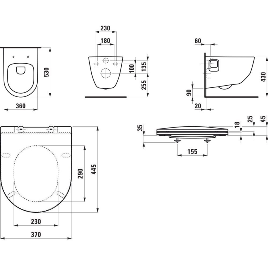 LAUFEN H8669540000001 - Riputatav WC PRO keraamika/valge + WC-poti kaas SoftClose PRO duroplast/valge