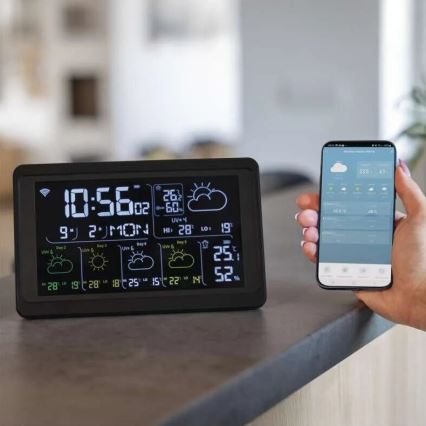 GoSmart ilmajaam LCD-ekraaniga 230V/3xAAA + 2×AAA Wi‑Fi Tuya must