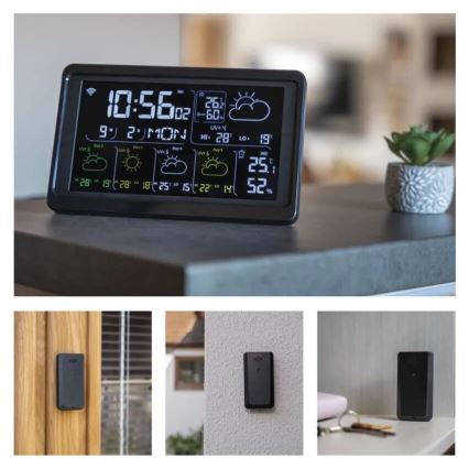 GoSmart ilmajaam LCD-ekraaniga 230V/3xAAA + 2×AAA Wi‑Fi Tuya must