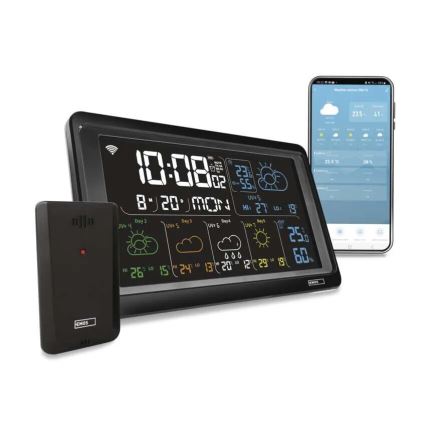 GoSmart ilmajaam LCD-ekraaniga 230V/3xAAA + 2×AAA Wi‑Fi Tuya must