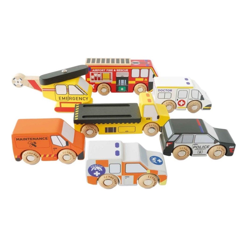 Le Toy Van - Päästeautode ja helikopteri komplekt