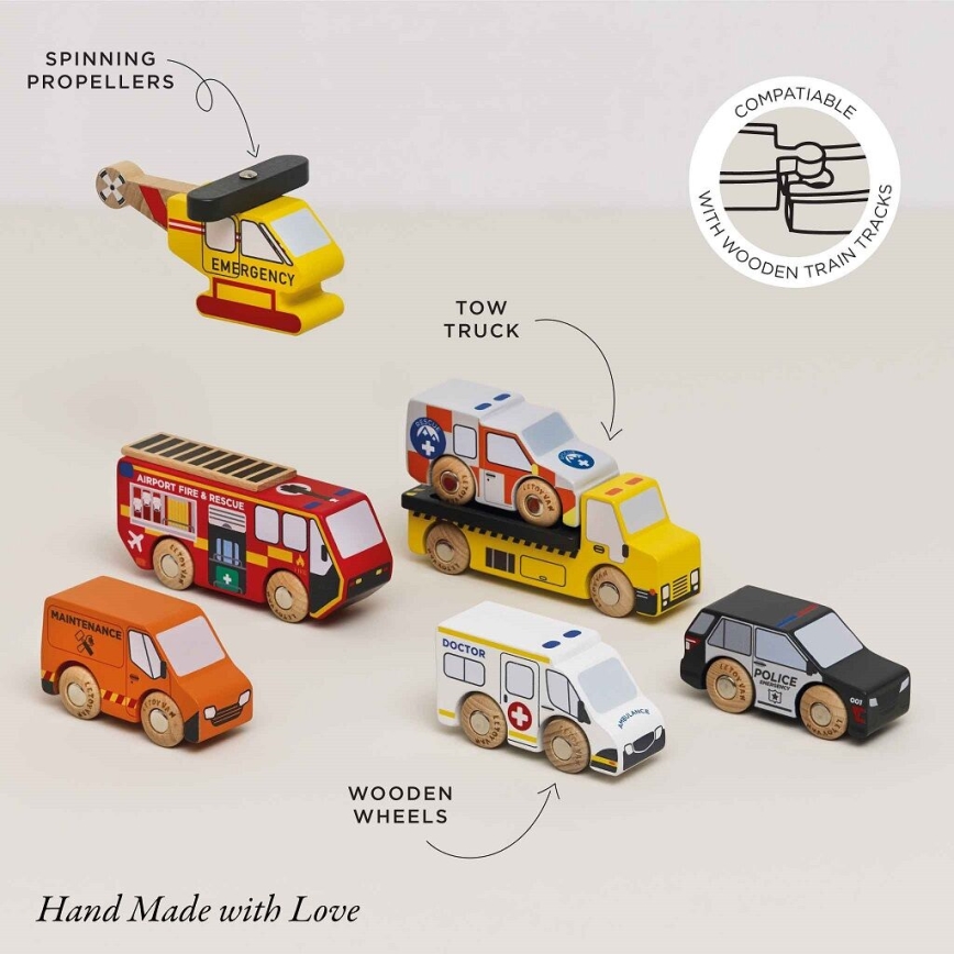 Le Toy Van - Päästeautode ja helikopteri komplekt