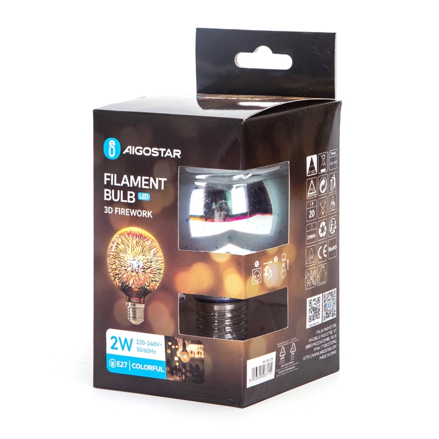 LED 3D Dekoratiivne pirn E27/2W/230V - Aigostar