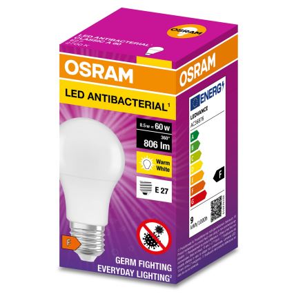 LED Antibakteriaalne pirn A60 E27/8,5W/230V 2700K - Osram