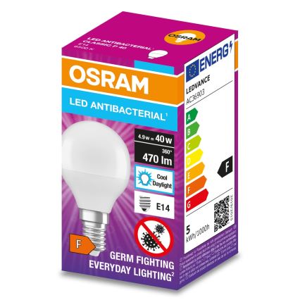 LED Antibakteriaalne pirn P40 E14/4,9W/230V 6500K - Osram